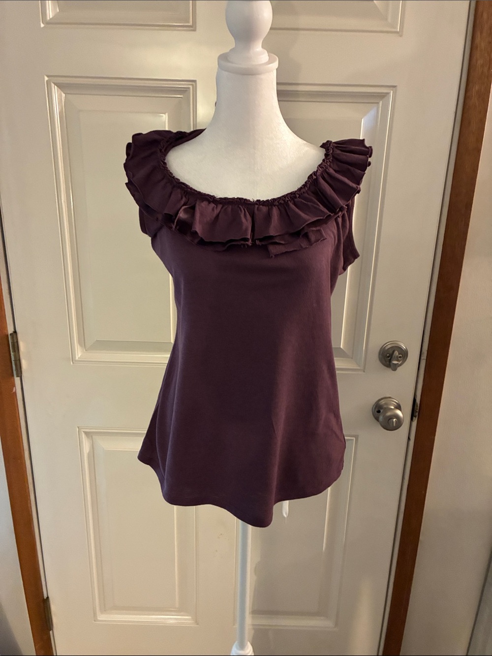 Old Navy Deep Plum Ruffle Scoop Neck Tank